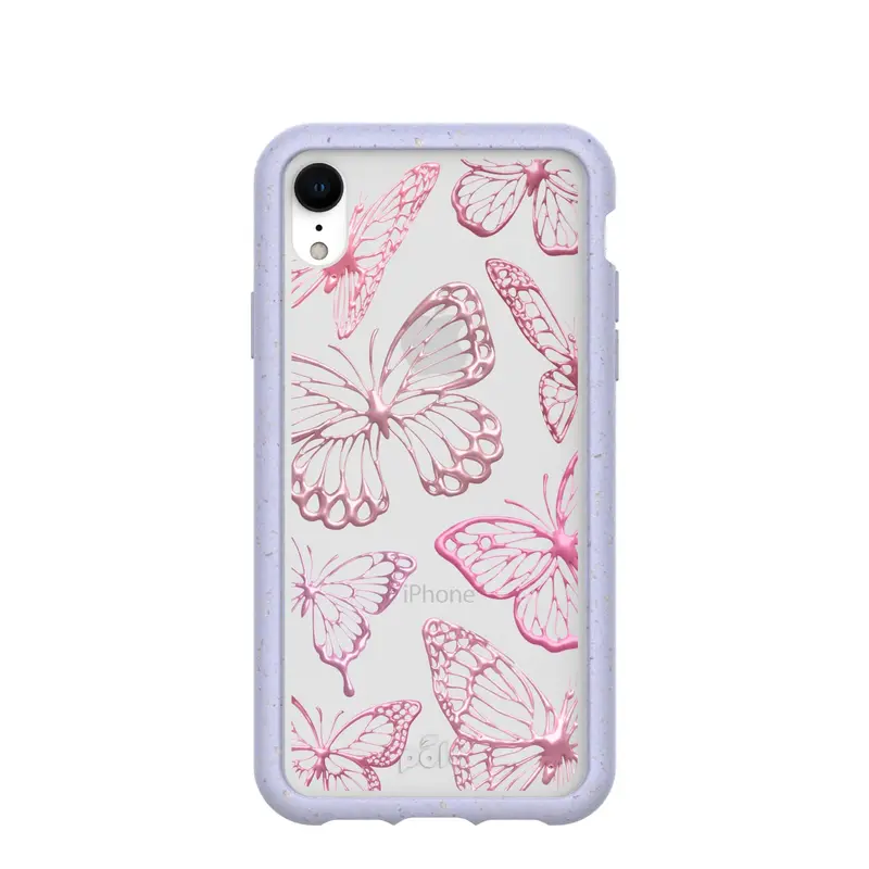 Clear Butterfly Effect iPhone XR Case With Lavender Ridge