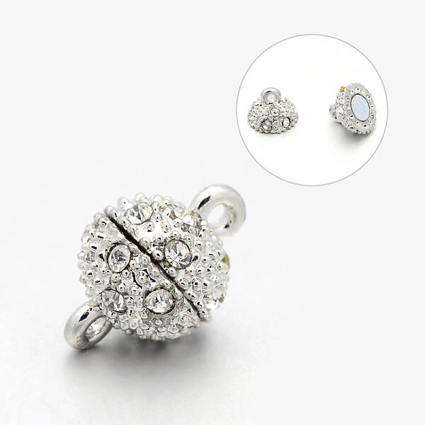 Alloy Rhinestone Magnetic Clasps with Loops