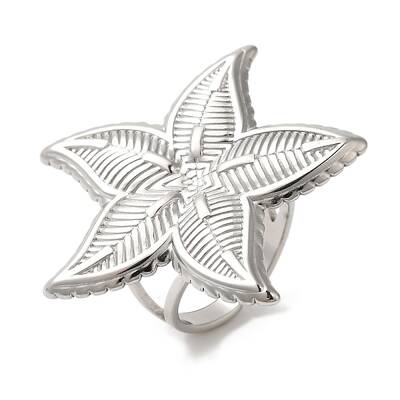 Non-Tarnish 304 Stainless Steel Starfish Open Cuff Rings for Women