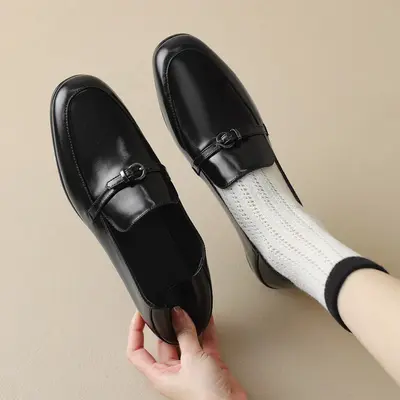 CHIKO Briana Round Toe Block Heels Loafers Shoes
