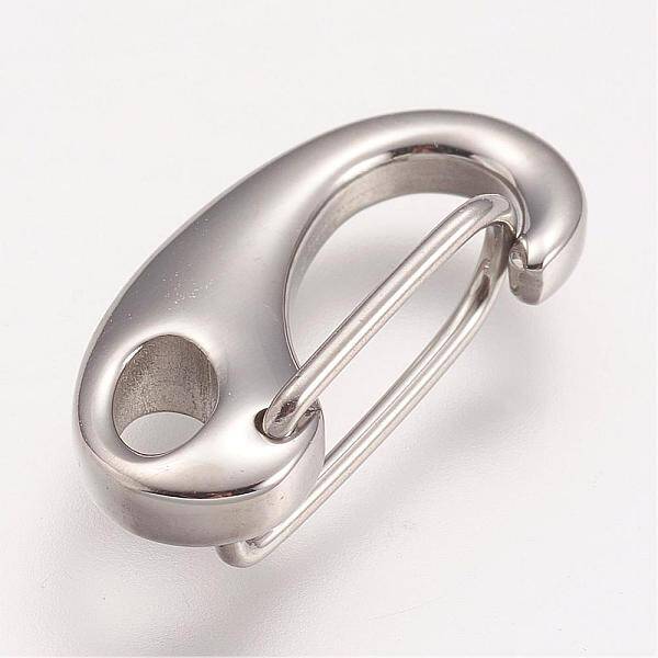 Tarnish Resistant 304 Stainless Steel Push Gate Snap Keychain Clasp Findings