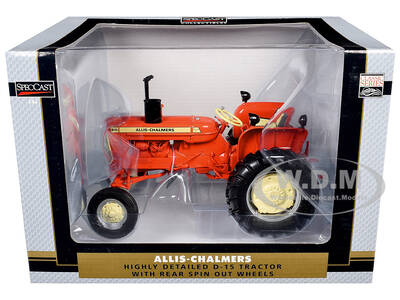 Allis-Chalmers D-15 Wide Front Tractor with Rear Spin Out Wheels Orange with Cream Stripes Classic Series 1/16 Diecast Mode...