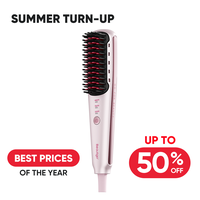 Summer Hacks Beautigo Hair Straightening Brush Fast Heart Quick Heat Anti-heat damage Negative Ion Gift Comfort hairstyler Cu...