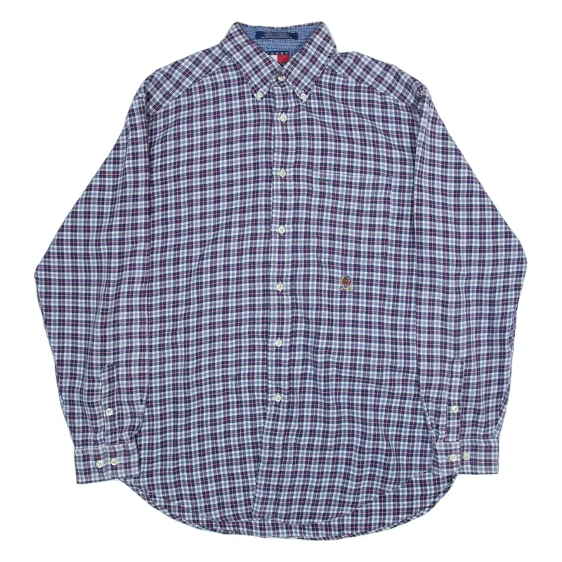 TOMMY HILFIGER Mens Shirt Blue Check Long Sleeve M
