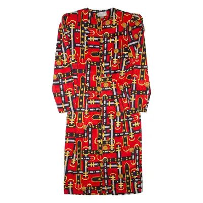 ADRIANNA PAPELL Womens Day Dress Red Silk Crazy Pattern Knee Length M