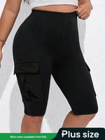 【Plus Size】Solid Color Skinny Shorts, Casual Comfy Basic Breathable Shorts for Daily Wear, Women's Bottoms for All Seaso...