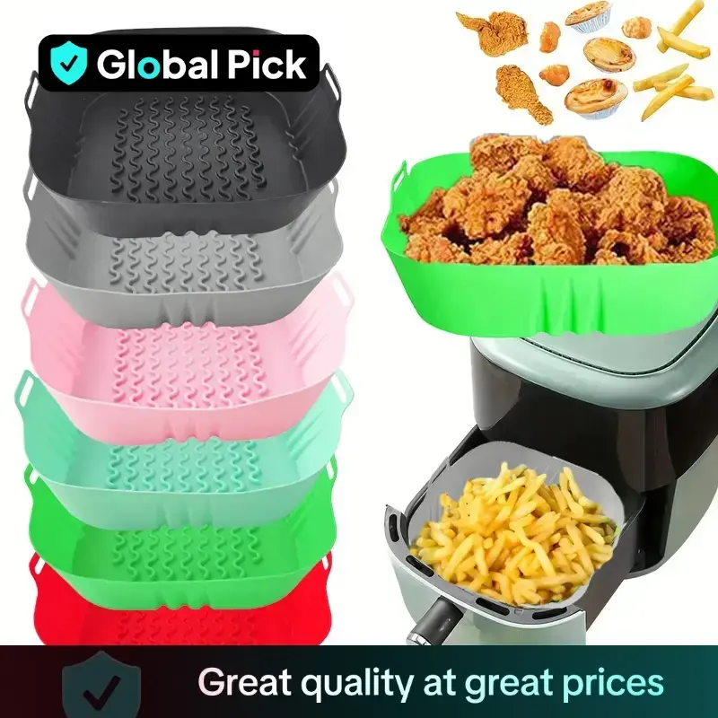 Air Fryer Liner, 2 Counts Reusable Air Fryer Silicone Insert, Food Safe Air Fryer Oven Accessories, Household Kitchen Applian...