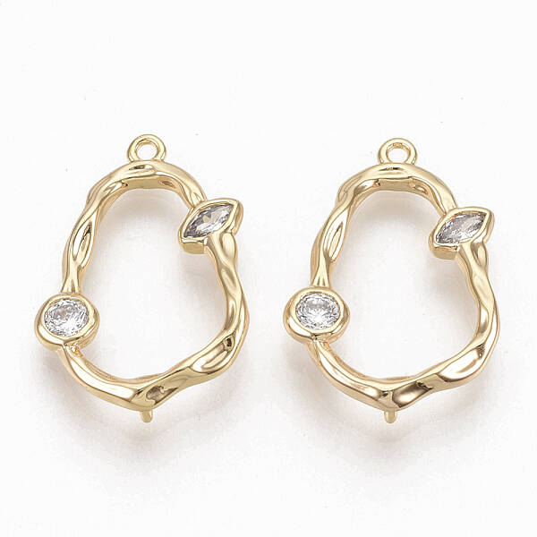 Brass Micro Pave Clear Cubic Zirconia Links