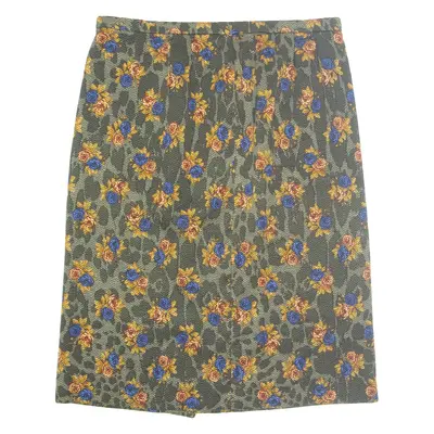 Womens Pencil Skirt Green Midi Floral L