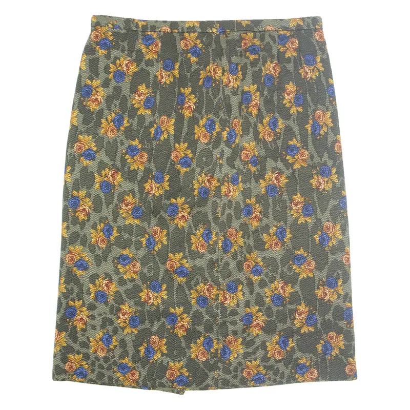 Womens Pencil Skirt Green Midi Floral L