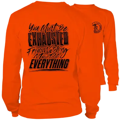 Exhausted - Long Sleeve Hi-Vis T-Shirt