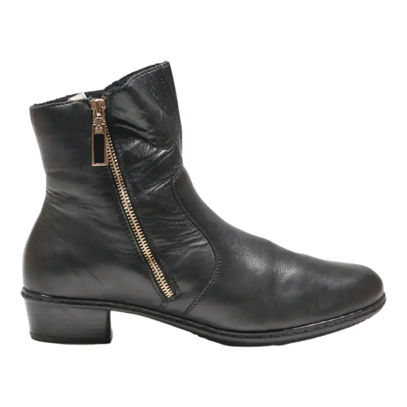RIEKER Ankle Boots Black Leather Womens UK 8