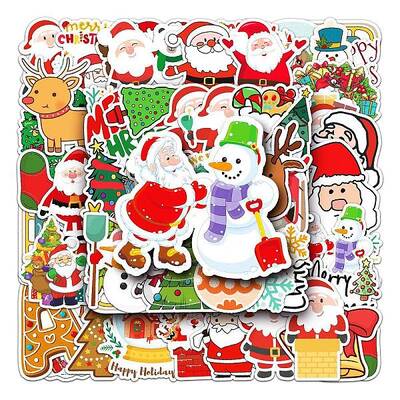 50Pcs Christmas PVC Self Adhesive Stickers