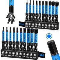 20-Piece Allen Wrench Drill Bit Set - Metric & SAE S2 Steel Hex Bits Magnetic 1/4\