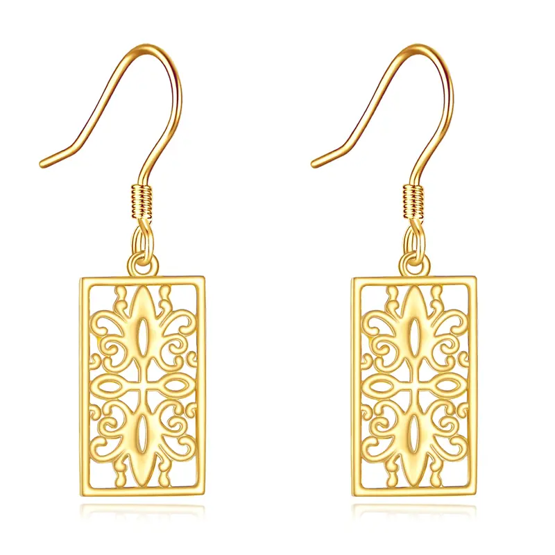 14K Gold Daffodil Drop Earrings