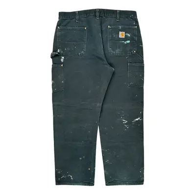 Paint Splattered Carhartt Double Knee Carpenter Trousers - 37? Waist Black Cotton