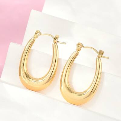 304 Stainless Steel Rhinestone Hoop Earrings for Women
