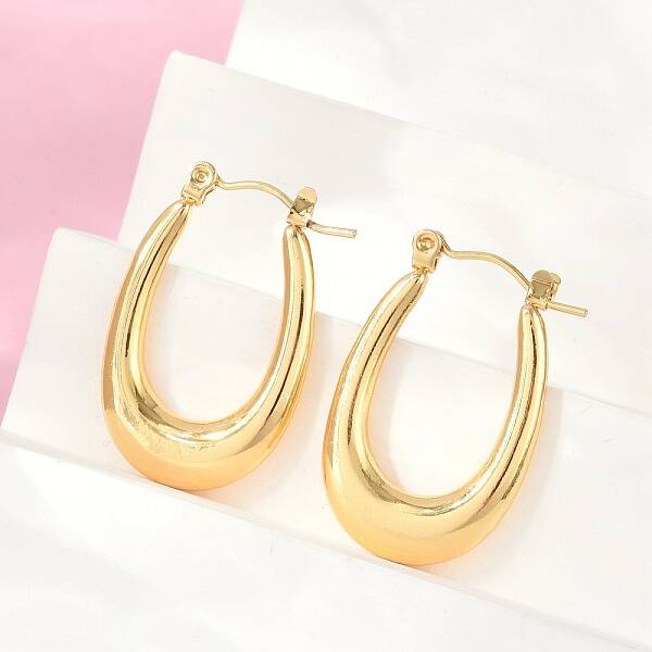 304 Stainless Steel Rhinestone Hoop Earrings for Women