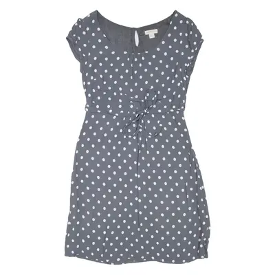 MONSOON Belted Womens Day Dress Grey Viscose Spotted Knee Length UK 12