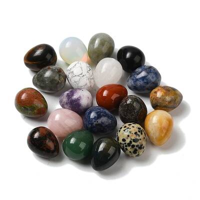 Natural & Synthetic Mixed Gemstone Egg Pocket Palm Stone