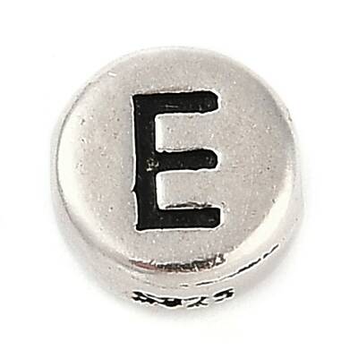 925 Sterling Silver Flat Round with Letter Beads