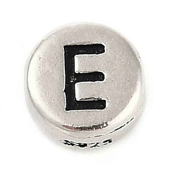 925 Sterling Silver Flat Round with Letter Beads
