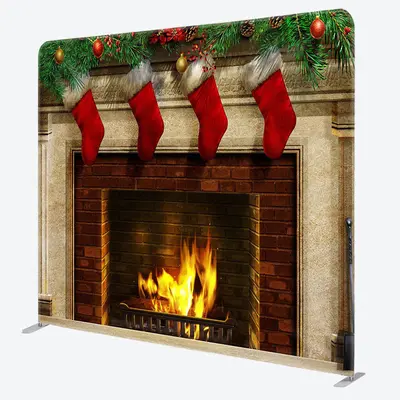Aperturee Christmas Stocking Fireplace Tension Fabric Backdrop - Aperturee