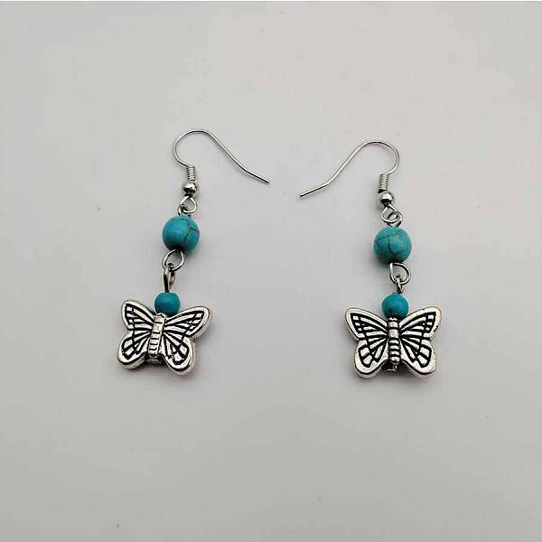 Bohemian Tassel Synthetic Turquoise & Alloy Dangle Earrings for Women