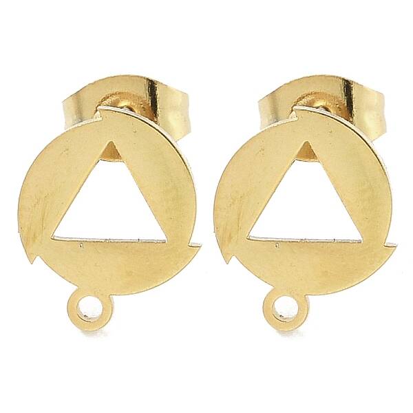 Round with Hollow Triangle Ion Plating(IP) 304 Stainless Steel Stud Earring Findings