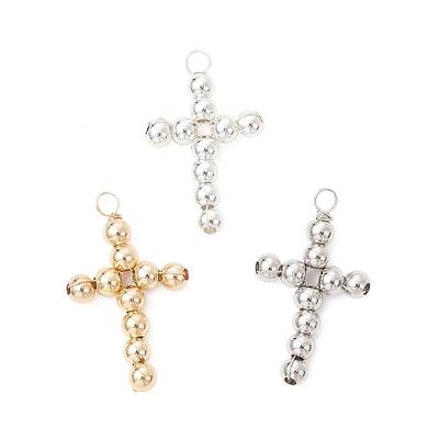 3Pcs 3 Colors Brass Beaded Pendants
