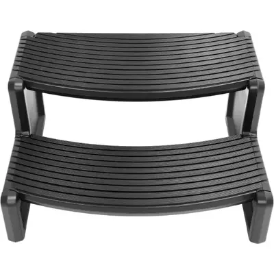 HECASA Spa Step Hot Tub 2-Step Universal Outdoor Indoor Step Stool Pool Ladder Plastic Slip Resistant Striped - Black