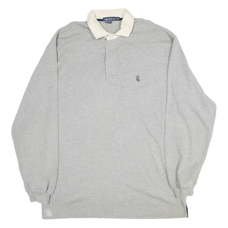 NAUTICA Mens Polo Shirt Grey Long Sleeve XL
