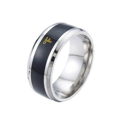 Non-Tarnish 201 Stainless Steel Fahrenheit Scale Pattern Finger Ring for Women