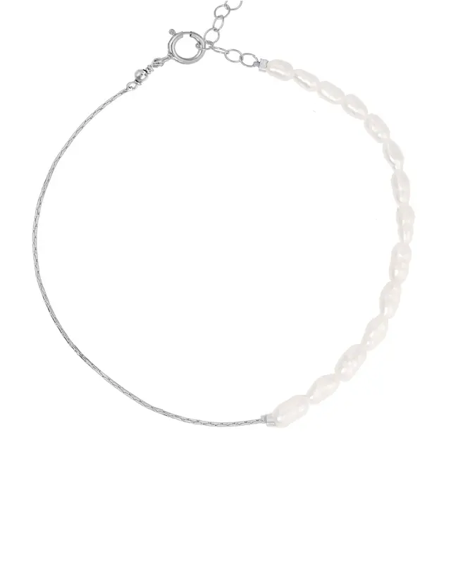 Ardella Gemstone Bracelet | Metal Color: Silver | Gemstone: Freshwater Pearl | Length: Adjustable 7 - 8 inches