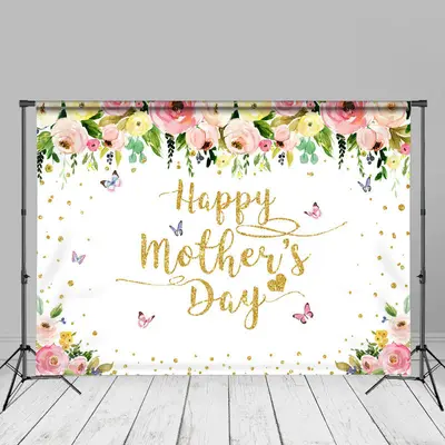 Flower Butterfly Gold Spot Mothers Day Backdrop - Aperturee
