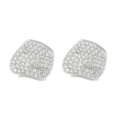 Rack Plating Brass Micro Pave Clear Cubic Zirconia Stud Earrings for Women