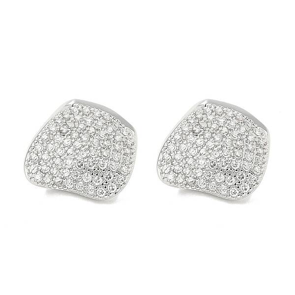 Rack Plating Brass Micro Pave Clear Cubic Zirconia Stud Earrings for Women