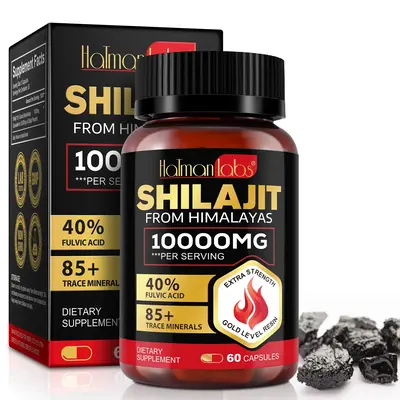 Hatmanlabs Shilajit Resin Capsules for Men & Women - 60pcs Supplement Nutrition Energy Dietary Fitness Healthcare Zinc Vitami...