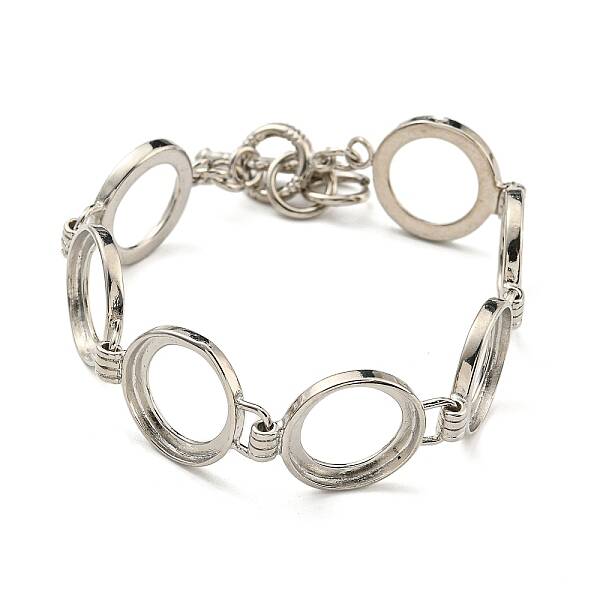 Rack Plating Brass Flat Round Link Bracelet Making with Tray