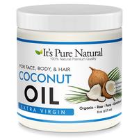 It's Pure Natural Extra Virgin Organic Unrefined Raw Coconut Oil (8 oz) for Skin, Hair, Cuticles, Scalp & Foot| Moisturizes &...