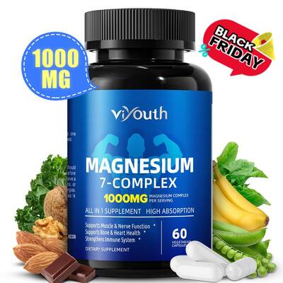 Viyouth 1000mg Magnesium Complex - 10 Elemental Magnesium Complex & Zinc for Calming Sleep & Relax - US Made - Dietary S