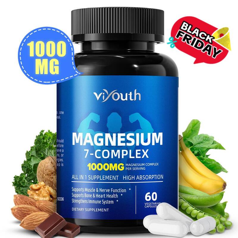 Viyouth 1000mg Magnesium Complex - 10 Elemental Magnesium Complex & Zinc for Calming Sleep & Relax - US Made - Dietary S