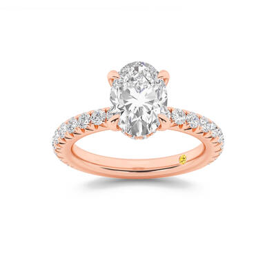 Embers Three Quarter Coverage Hidden Halo Oval Lab Grown Diamond Engagement Ring | 14K Rose Gold 3 3/8 CT. TW.