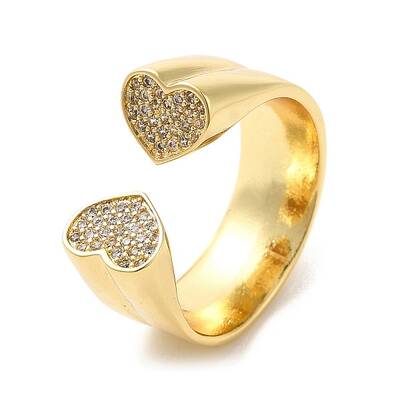 Brass Micro Pave Cubic Zirconia Open Cuff Rings