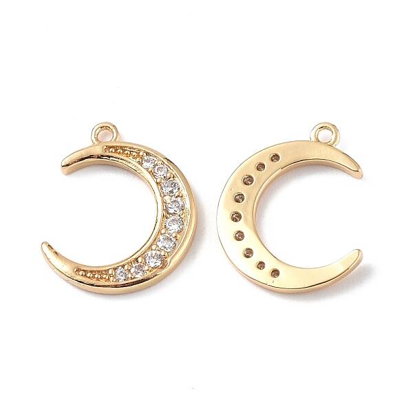 Brass Micro Pave Clear Cubic Zirconia Charms