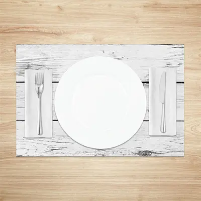 White Wood Plank Grain Texture Set Of 4 Placemats - Aperturee