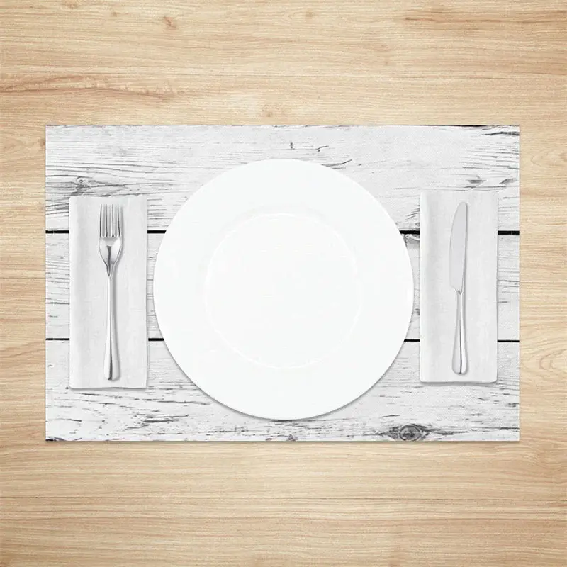 White Wood Plank Grain Texture Set Of 4 Placemats - Aperturee