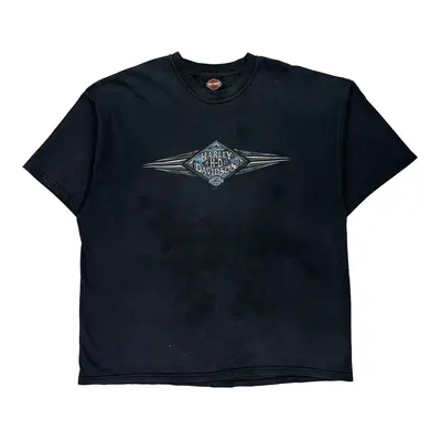 Harley Davidson Graphic T-Shirt - 2XL Black Cotton