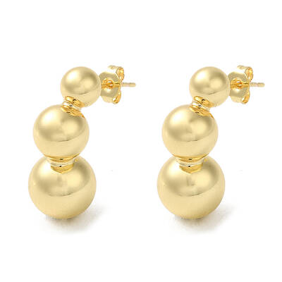 Rack Plating Brass Round Ball Dangle Stud Earrings