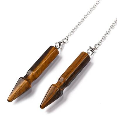Natural Tiger Eye Pointed Dowsing Pendulums